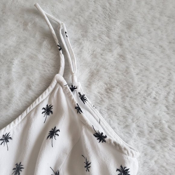 ILLA  ILLA  Front Button Coconut Print Spaghetti Strap White Romper SZ S - Picture 10 of 16